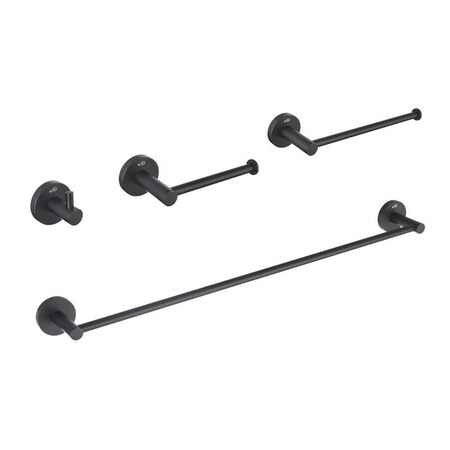 Kibi Circular 4-Piece Bathroom Hardware Set C-KBA14-4MB